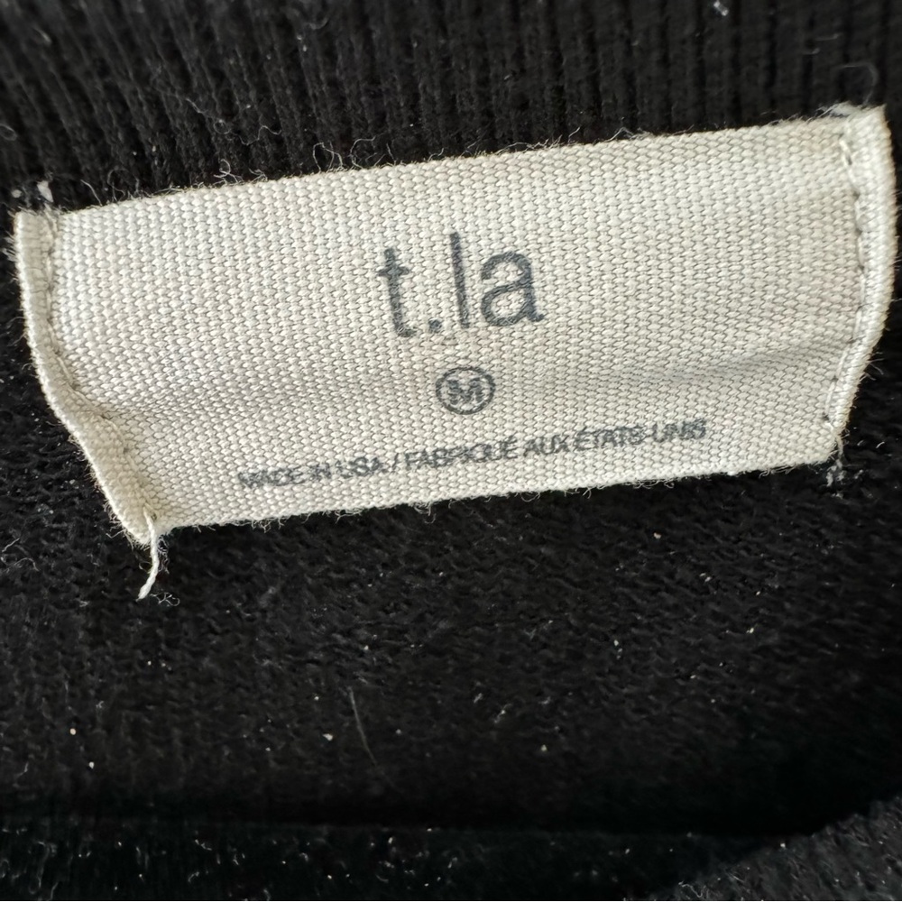 Anthropologie T.LA Savannah Puff Sleeve Mini Dress Black M Sweatshirt - Picture 10 of 11